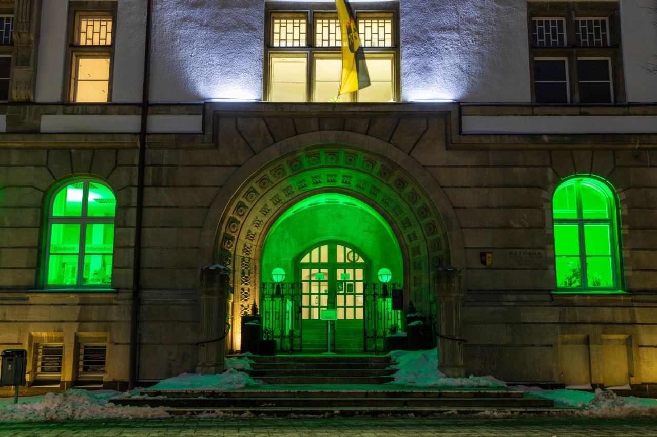Das Alte Rathaus Gladbeck am Aktionstag der Kinderhospizarbeit.